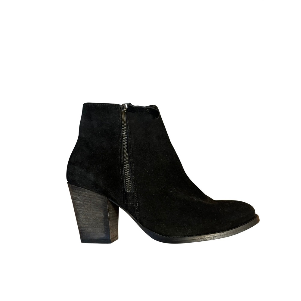 Paul‎ Green Black Suede Ankle Boots Side Zip Block Heel Womens Size 5.5 UK 8 US